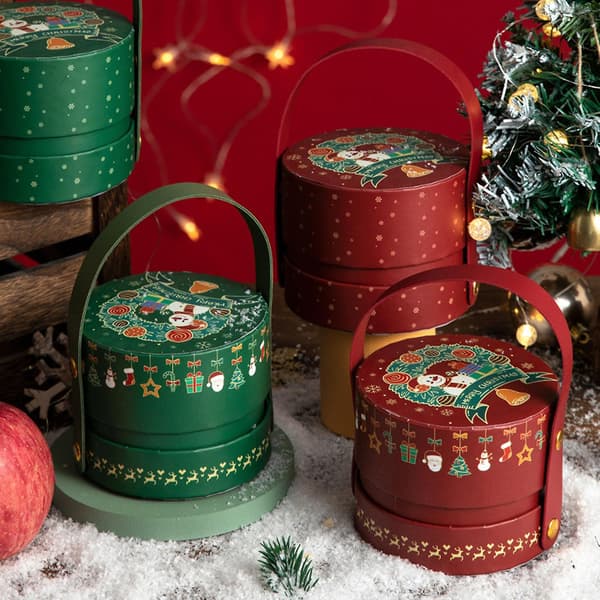Juläpplen presentförpackning Santa Element Printed Festlig Godis Choklad Förpackning Hem Party Supplies Red