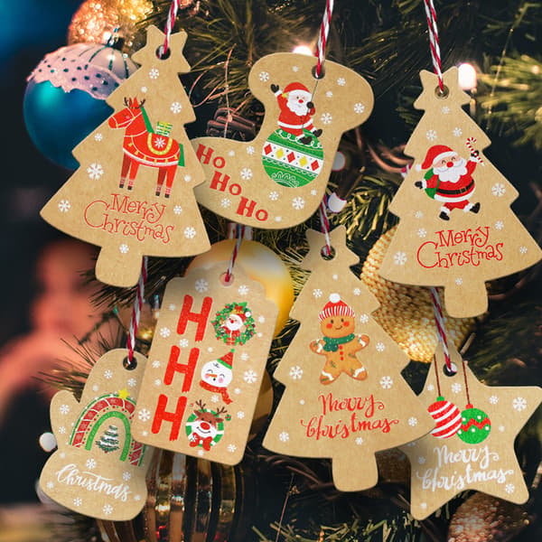 Etiketit Christmas Wishes Tree Ornament, Ripustettava tagi narulla style 1