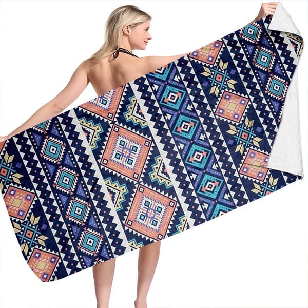 Strandhandduk - 70 × 150 cm Mikrofiberpool Strandfilt Resesemester Strandpresent för flickor, kvinnor - （10#）