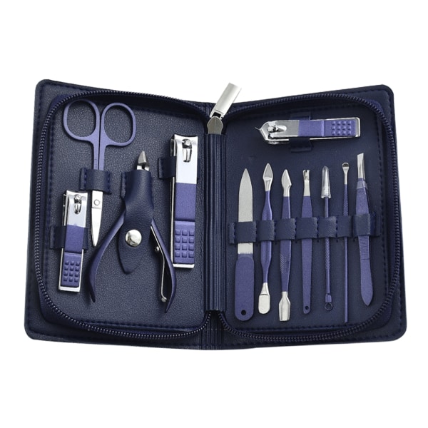 4/7/10/12/15/18 stk Reise Pedikyr Manikyr Sett Neglepleie Clipper Saks Kit Verktøy Grooming Rustfritt Stål Sett PU Veske 12piece sets