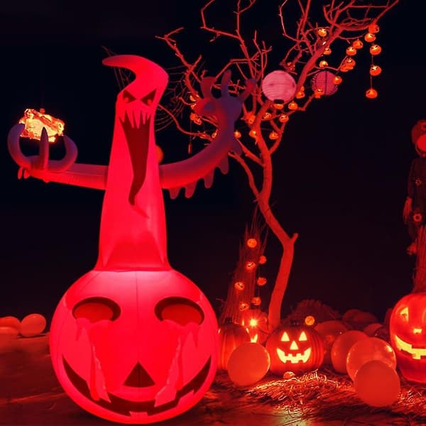 Halloween Uppblåsbar Ghost Pumpkin med LED-ljus Utomhus Halloween Dekor