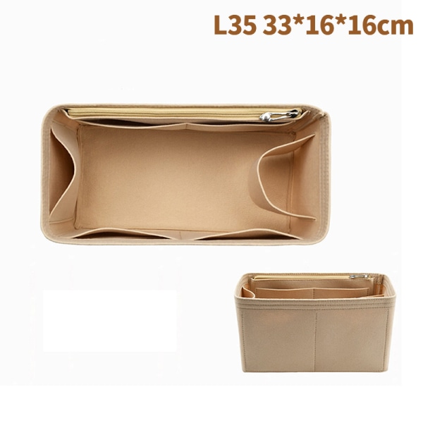 Taske Organizer Filtstof Indsats 25 30 35 Makeup Håndtaske Coffe StyleC M Khaki StyleB L