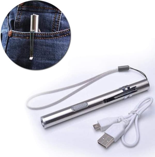 *3 kpl Mini USB ladattava LED-taskulamppu ruostumaton teräs USB C*