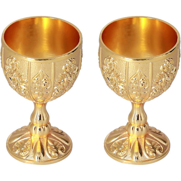 2 stk. Royal Chalice Præget Kop, Vintage Håndlavet Bæger med Mønster (Græskar guld) Gold