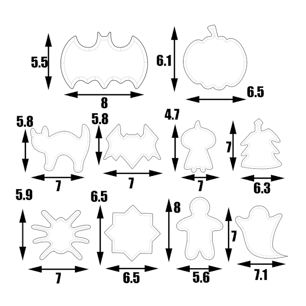Halloween kakskärare set - 10 st rostfritt stål kaka style 2