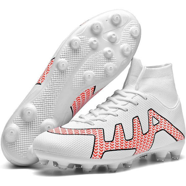 Fotbollsskor Herr Outdoor High Top Spike Ceats Fotbollsskor Professionell friidrott träningsskor white EU45