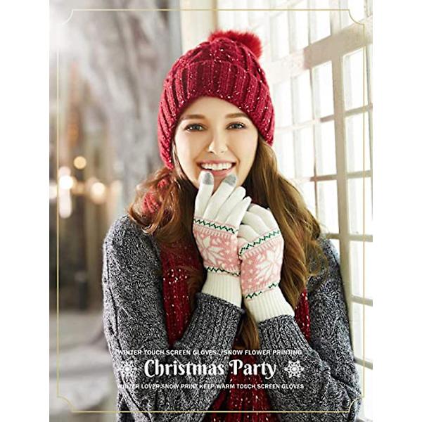 Vinter touchscreen handsker Snow Flower Printing Hold varm til kvinder