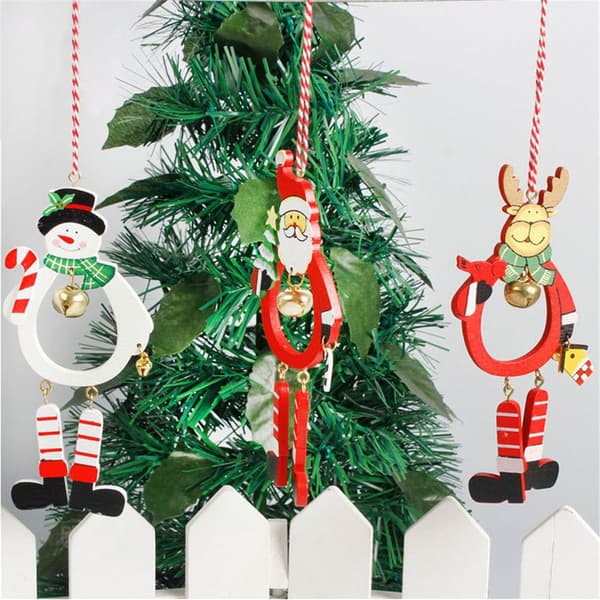 1/3 st Juldekoration Xmas Tree Bell Hängande trä