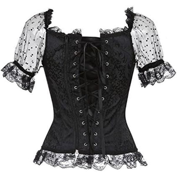 Korsetit naisille Overbust Bustier Top Gothic Sexy Shoulder 8108black 4XL