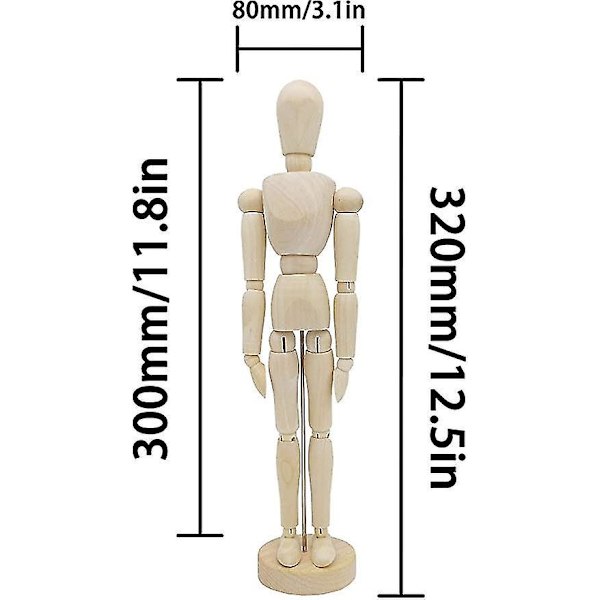 Træ mannequin mand 12 fleksibel justerbar tegnefigur