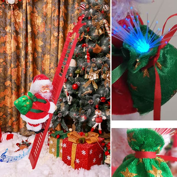Elektrisk jultomte för docka med väska klätterstege Xmas Party Deco null - A