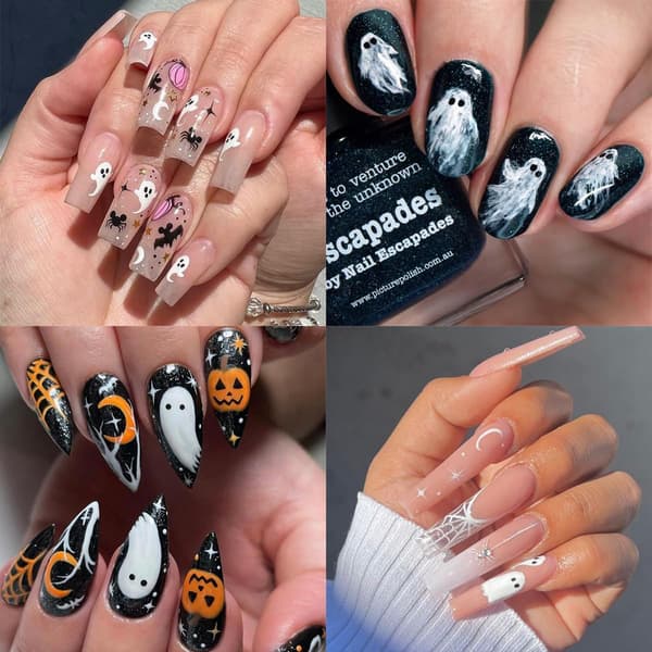 6 ark Halloween Negle Kunst Stickers Dekaler 3D selvklæbende sød