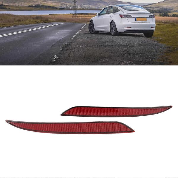 1 par bakre støtfangerreflektor 107740600F bakre støtfanger rød reflektorlinse passer til Tesla Model 3 2017 til 2023