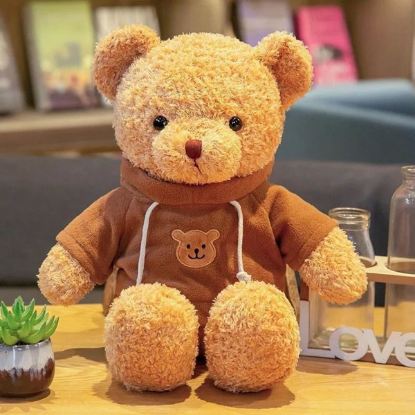 11,8 tum Teddy Bear Gosedjur Mjuk plysch Söt nalle med hoodie docka för pojkar Flickor (brun)