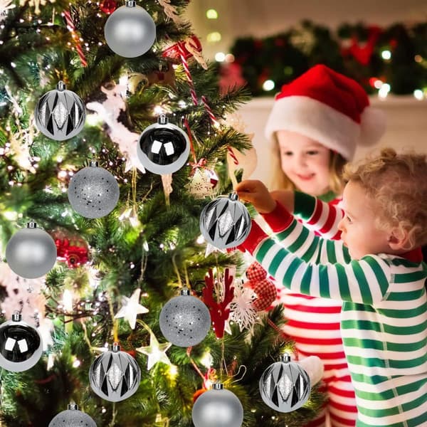 12 STK 3,15\" julekulepynt knusesikker Sølv Christmas