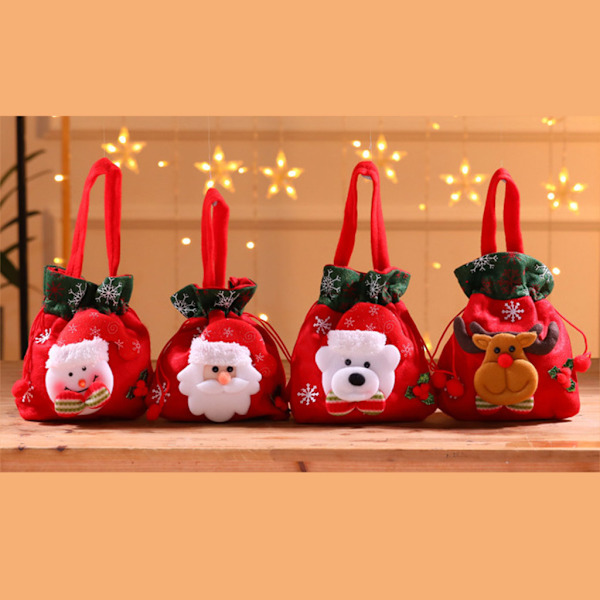 Julklappspåse Xmas godishållare påse Dragsko påse Party Favors Package Tote null - Christmas snowman