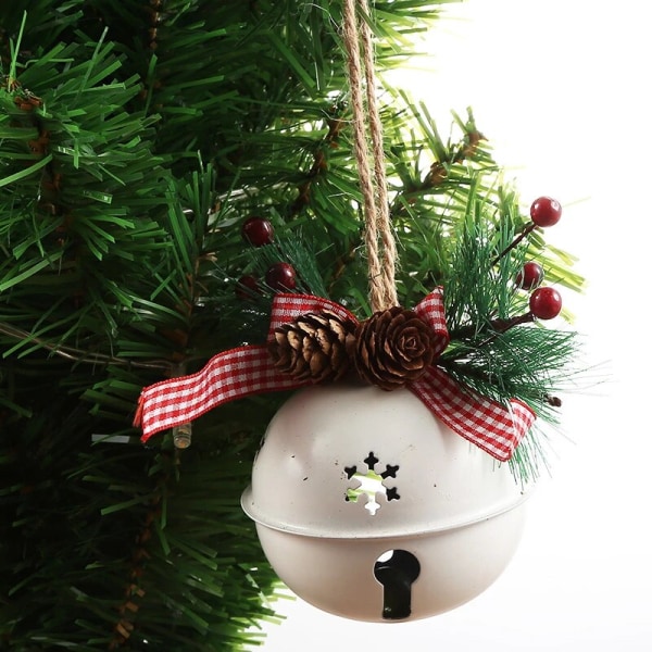 Christmas Metal Jingle Bell med bowknot hamparep hänge white 15*9*9cm