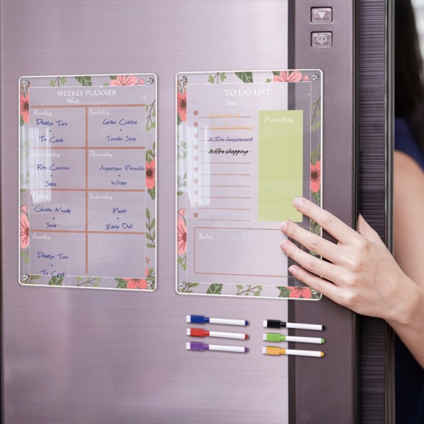 Akryl Magnetisk Ugeplanlægger Kalender til Køleskab Whiteboard null - TYU048 Large
