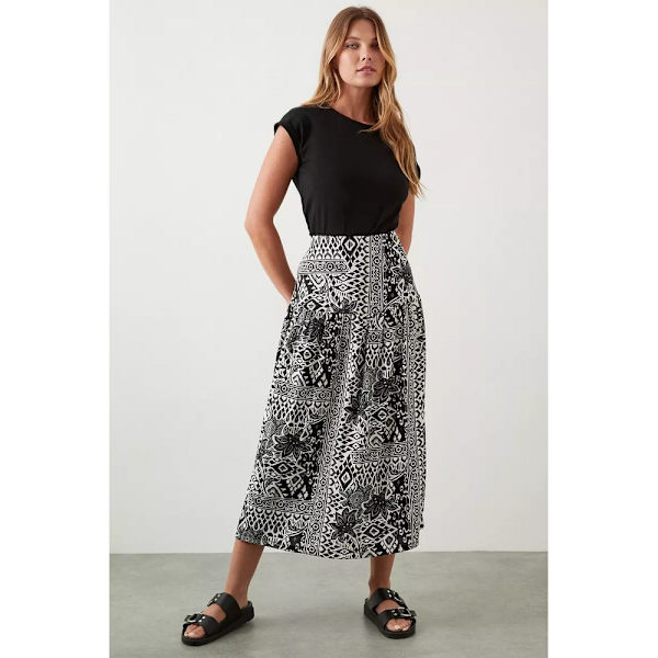 Dorothy Perkins Print for dame/dame Midiskjørt 1 Monochrome 10 UK