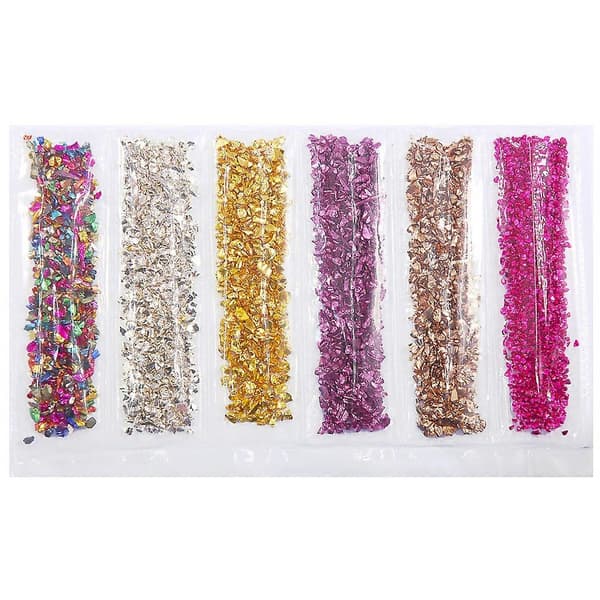 Små steinperler Uregelmessig knust glass glitter krystall 3D neglekunstdekorasjon