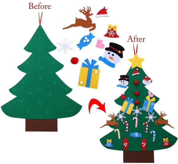 DIY Filz Weihnachtsbaum Set mit Ornamente für Kinder, Neujahr