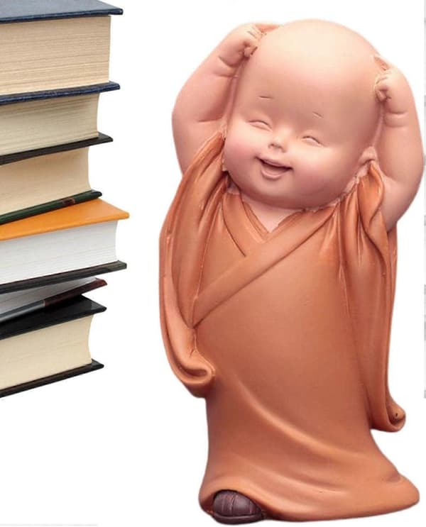 Liten Munkedukke, Buddha-statue for Barn - Søt Buddha-munk i Harpiks