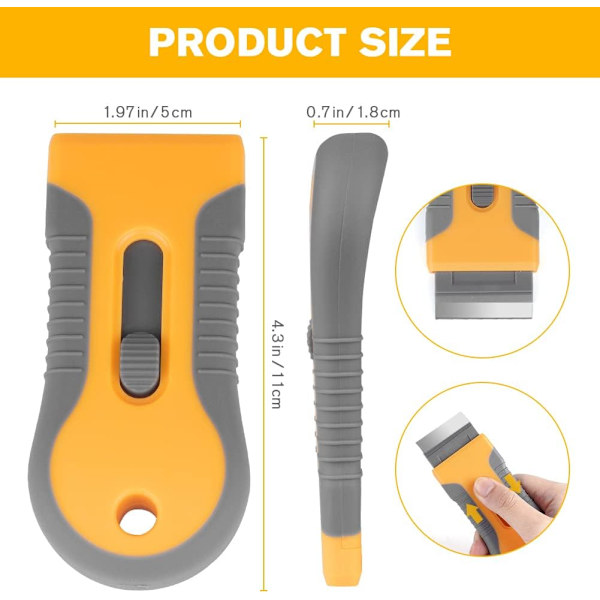 Rakbladsskrapa, skrapa av glashäll med 20 st Grey&orange(metal Blade)