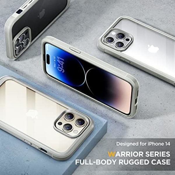 Miracase Glass Series Designad för iPhone 14 Pro Max Case 6,7 tum, [2023 Upgrade] Bumper Case med inbyggd 9H härdat glas Scr Rice White