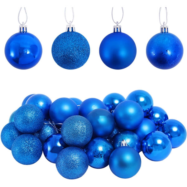 64-pack (blå) 50 mm/1,96" julkulor Delikat målning