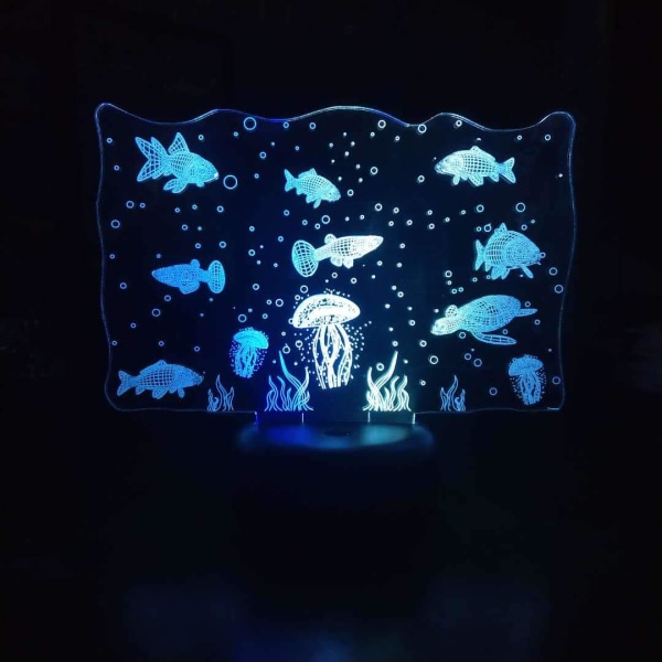 Fish 3D Night Light - 3D Optical Illusion Lamp Mix Colors Ch