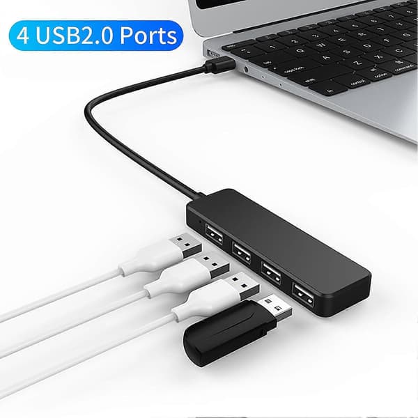 Dockingstasjon Rask Overføring Plug and Play Ultratynn 4 i 1 USB2.0 Splitter Kabel Hub for Datamaskin