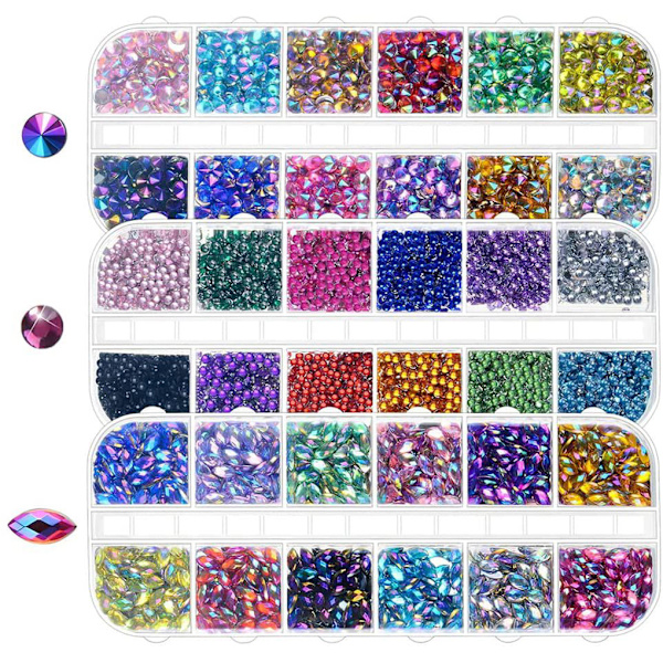 1/2/3/5 3-sæt Tidløs Klassisk Nail Art Rhinestones Med Medium 1PCS