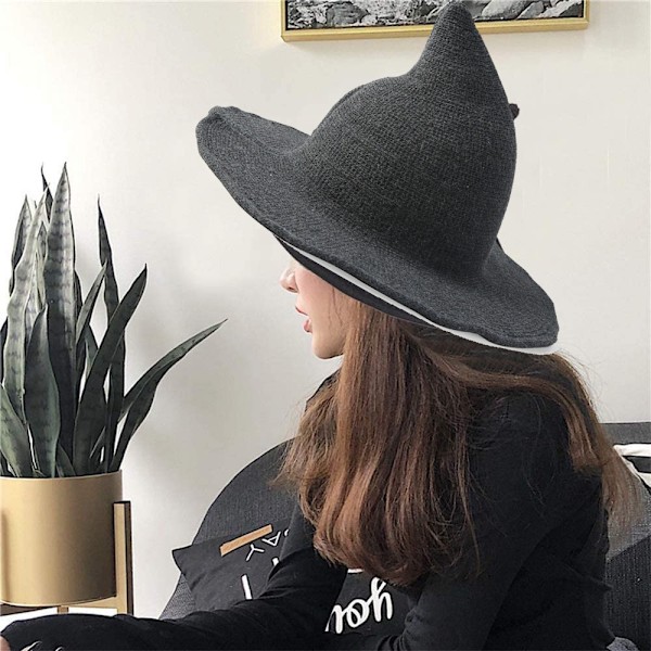Kvinnor Häxhatt för Halloween Ull Hattar Bred brätte Spire Stickad style 1 M