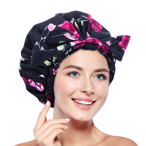 Återanvändbar cap för kvinnor långt hår, vattentäta stora duschmössor