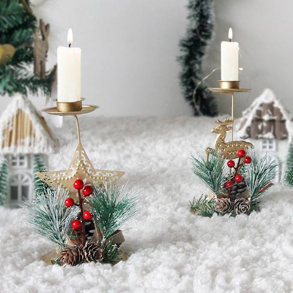 Jul gyllene ljusstake snöflinga femuddig stjärna prydnad