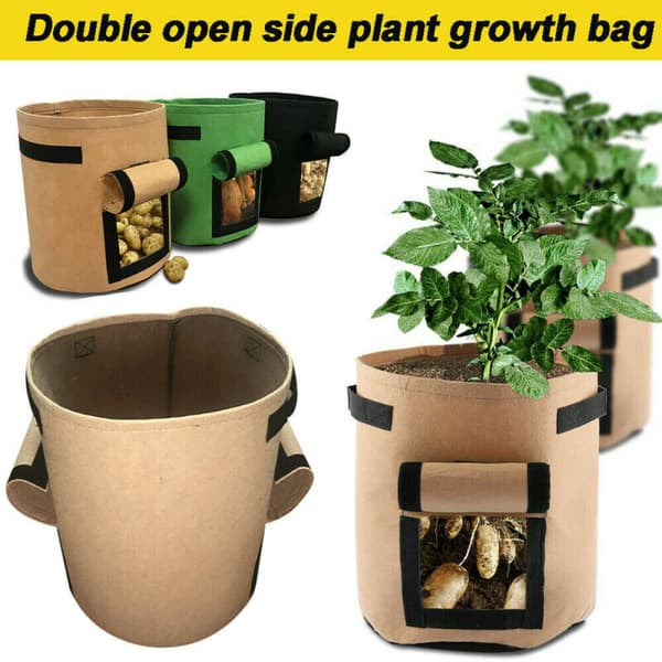 Andningsbar potatisväxtkrukor Planterpåse Rotväxtpåse Black S