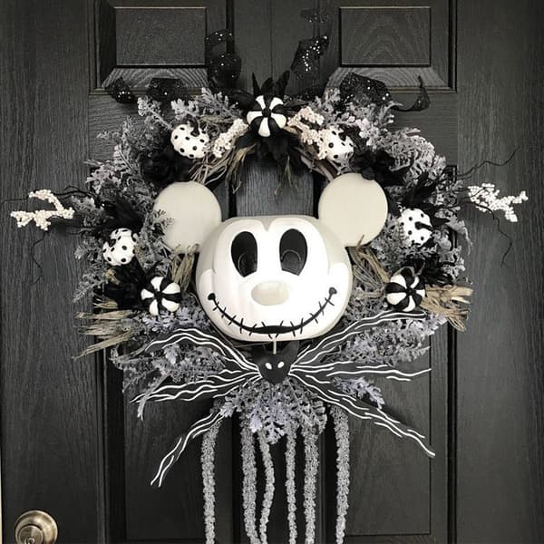 Efterårets Halloween håndlavede, Mickey Mouse græskar krans dør Colorful B