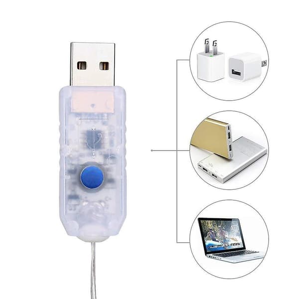 1. USB fjernkontroll juleferiedekorasjonslamper, LED kobbertråd Star Light String White light 5M
