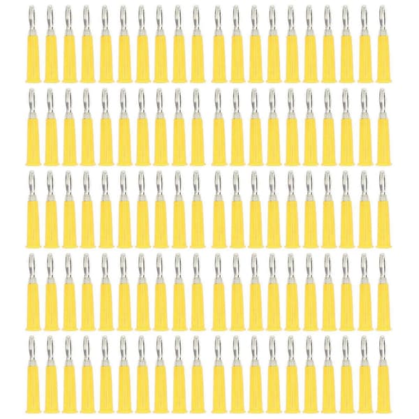 100 stk. hornbananstik messing zinklegering ABS svejset bananstik til lastbilbatterier 4 mm gul