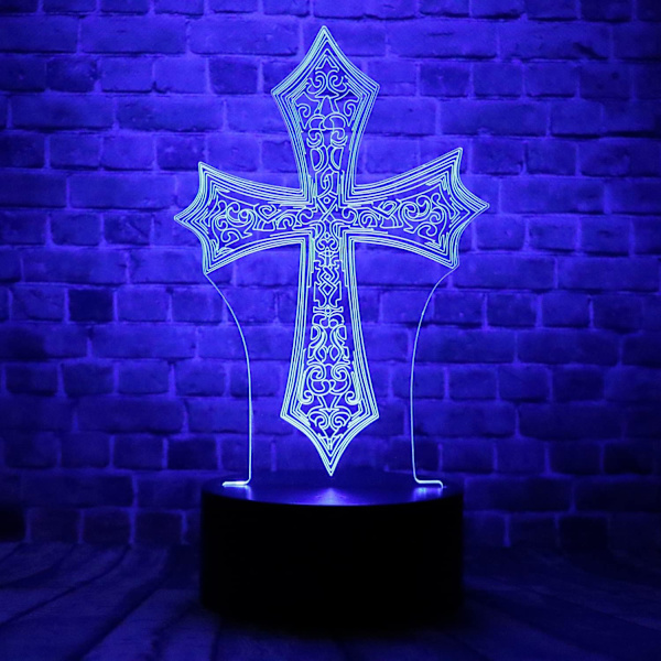 Kristus Jesus kors 3D optisk illusion LED sovrum dekor Sle