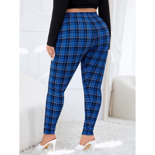Dame Plus Size Rutete Leggings med høy midje Skinny Bukser M