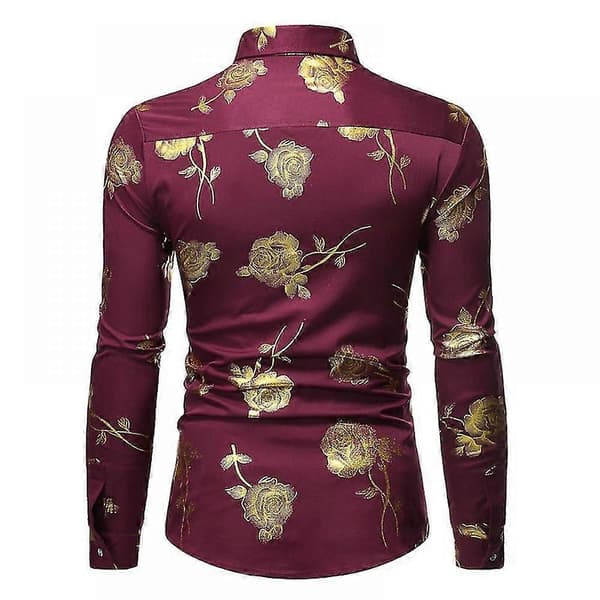 Langærmet skjorte med rosenfolie til mænd - 2XL