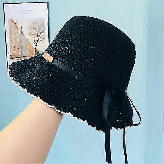 Solhatter for kvinner, bredbremmet sommerhatt for kvinner, sammenleggbar reisehatt i strå