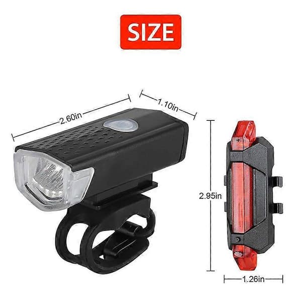 Sykkel LED Frontlys Baklys USB Oppladbart