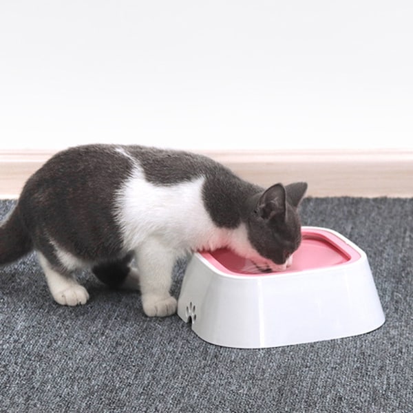 Vattenskål för husdjur, spillfri drickskål för hund och katt pink