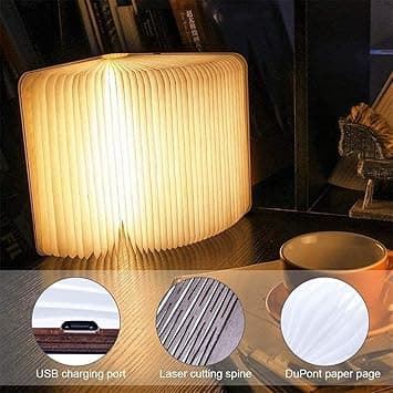 360° sammenleggbar magnetisk boklampe USB oppladbar dekorasjon 10 cm