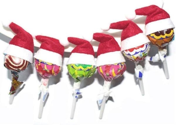 30 stycken Mini jul Lollipop Hat Mini jul Claus hattar jul