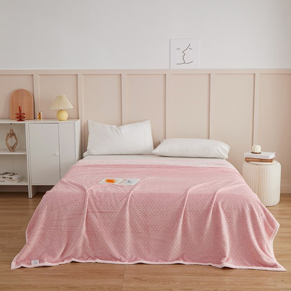 Pure-Color Hvedeaks Mønster Plys Tæppe Foldbart Hold Varmt Hyggeligt Tæppe Til Sovesofa Lotus Root Starch 100*120cm