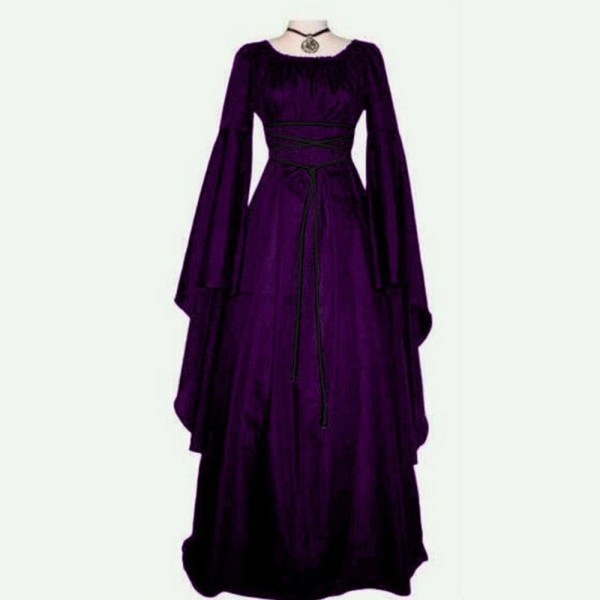 Damekjole middelalderlig victoriansk Halloween-kjole Black S