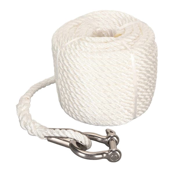 75FT Dubbelflätade förtöjningslinor i nylon 1565 Lbs Brottkraft Förtöjningsrep för förtöjning bogsering lyft